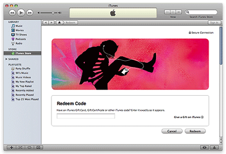 itunes gift card redemption page